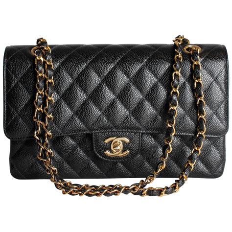 chanel classic flap black bag with gold chain price